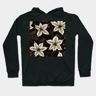 Vintage Florals Christmas Poinsettia Watercolor Hoodie